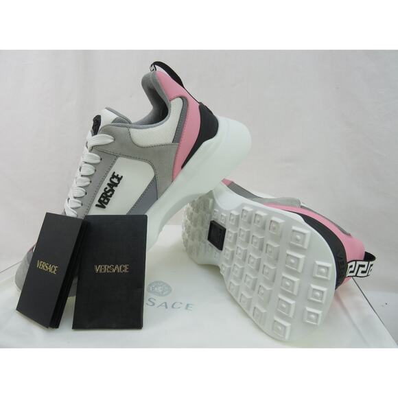 VERSACE SPLENDOR PINK WHITE LEATHER MEDUSA HEAD LOW TOP PLATFORM SNEAKERS 39 9 - Picture 11 of 12